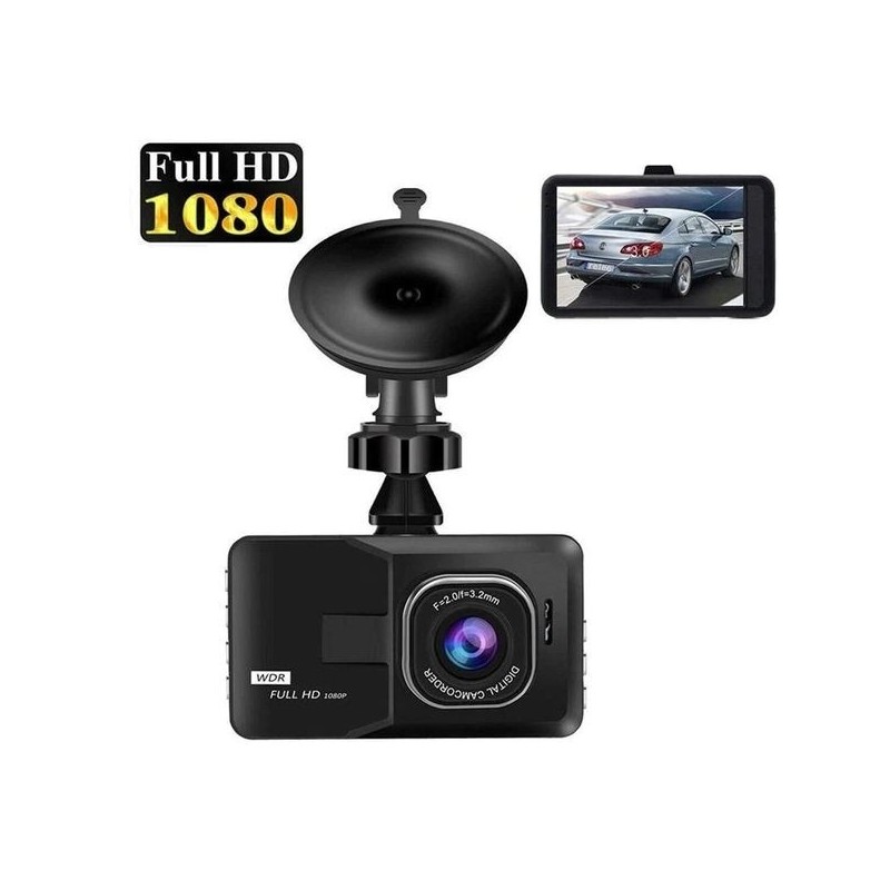 Dashcam camera surveillance voiture 1080P avec écran LCD 7,5cm