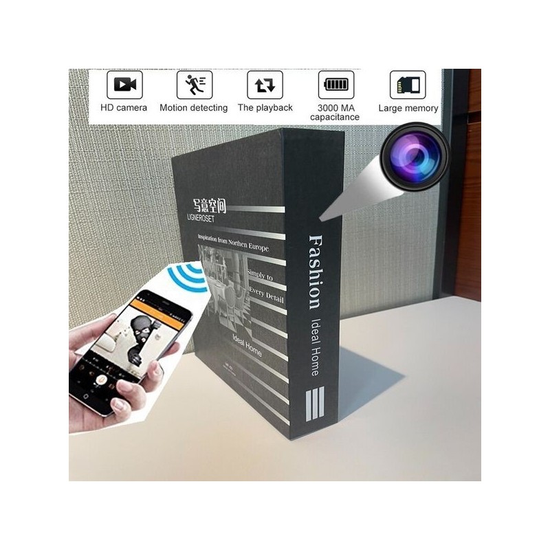 Livre avec caméra espion surveillance WIFI cachée HD longue autonomie